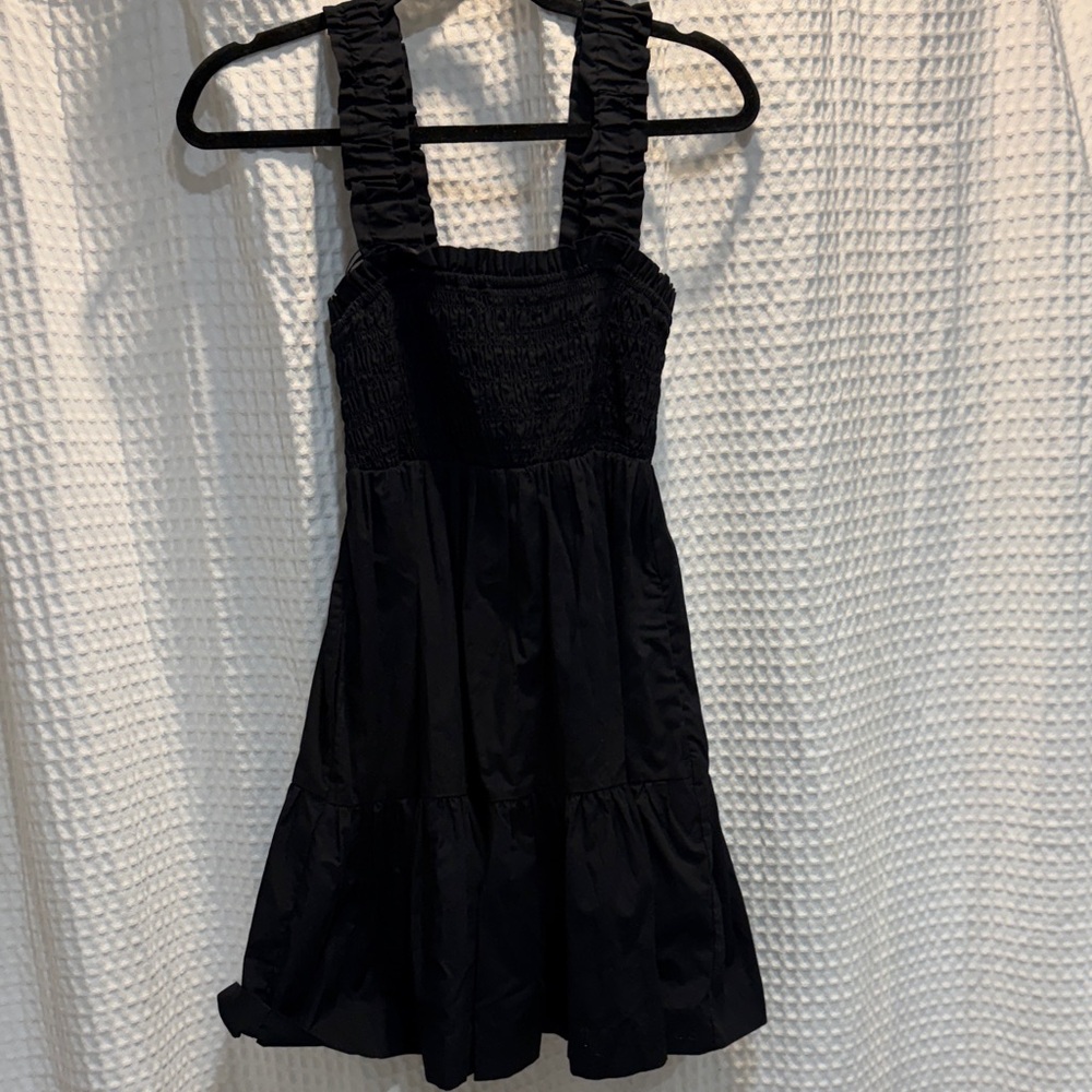 Abercrombie & Fitch Black Ruffled Strap Mini Dress